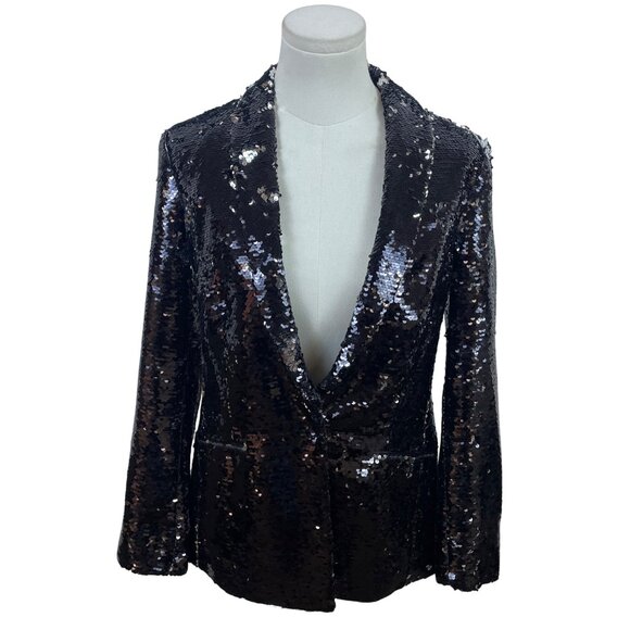 Inc International Concepts Womens Black Sequin  Blazer  Formal Jacket Sz M - Picture 1 of 9